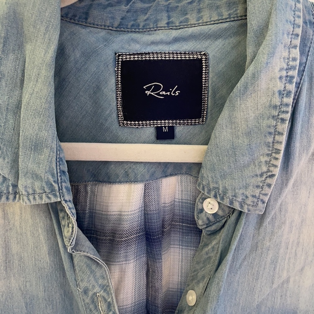 Rails Plaid + Chambray Button Down - Medium - image 2